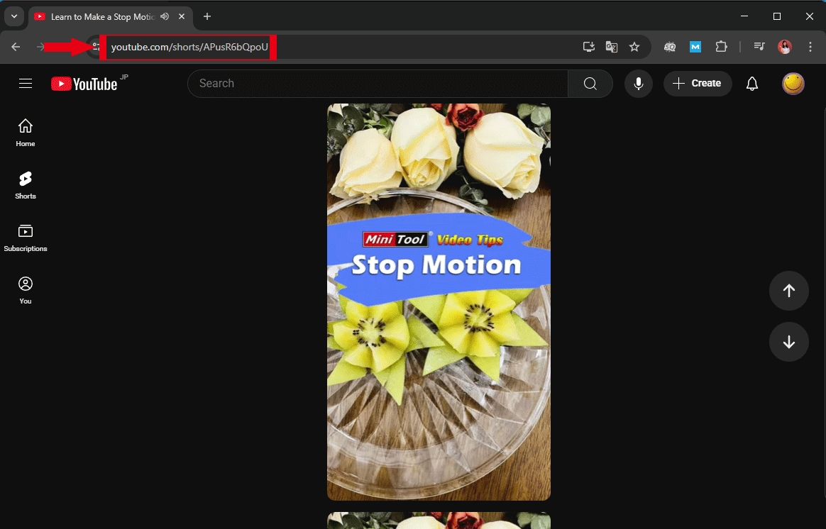 Copy target YouTube video link from browser