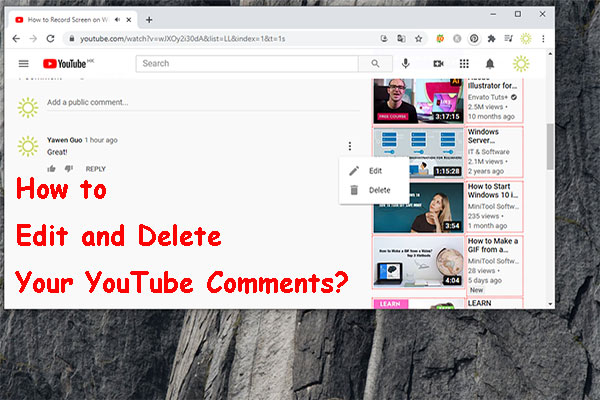 How to Edit or Delete Your Comments on YouTube?