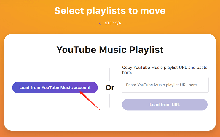 click the Load from YouTube Music account button