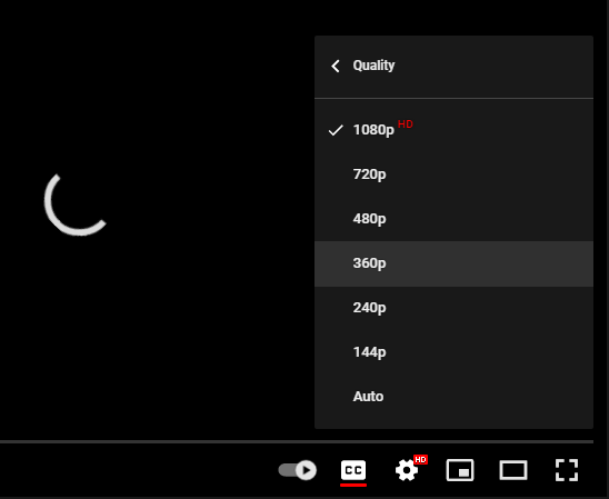 select a lower YouTube video quality
