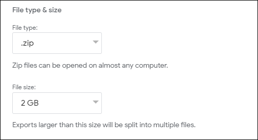 choose file type and size