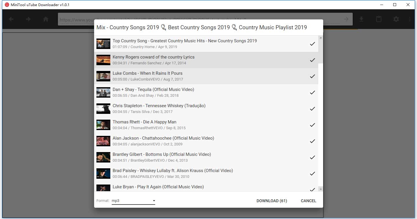 MiniTool uTube Downlader laden YouTube-Playlist herunter