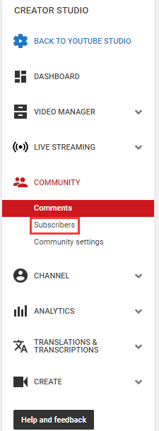 click the COMMUNITY tab and Subscribers