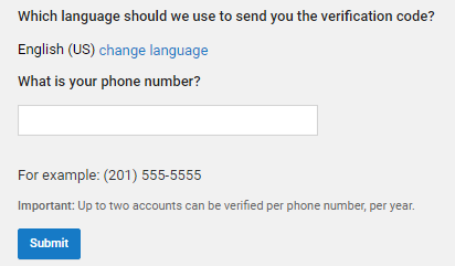 choose the language and enter your phone number