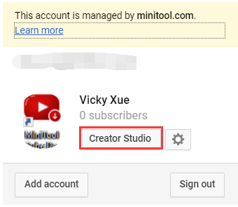 click the Creator Studio button