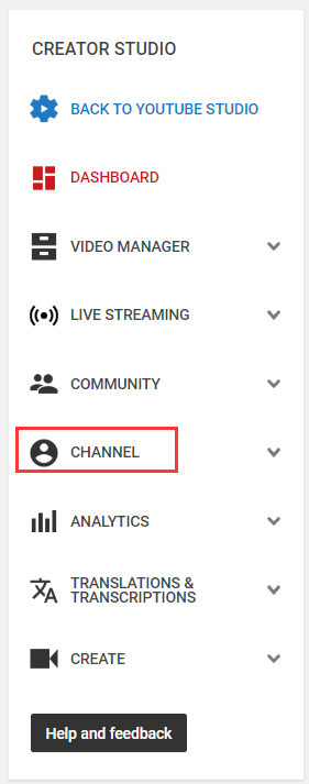 click the CHANNEL option