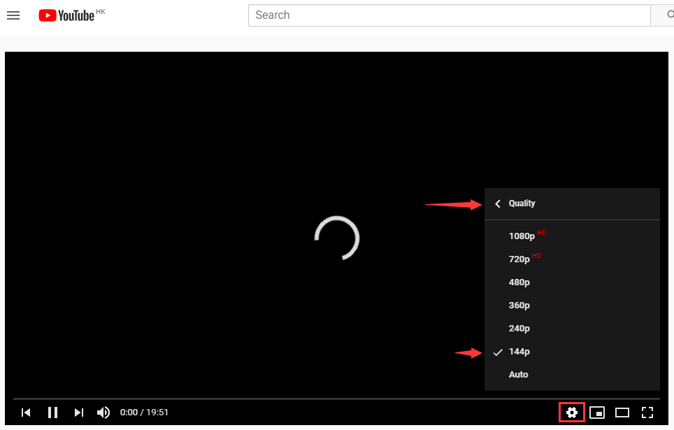 adjust the YouTube video quality