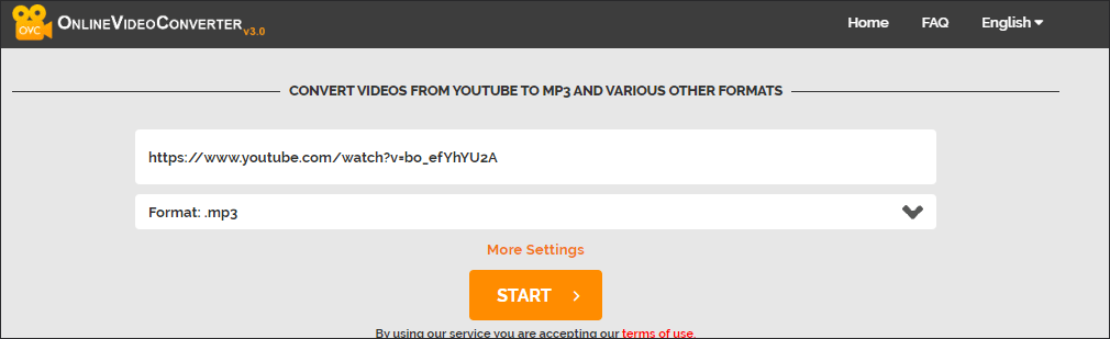 download YouTube video as MP3 files with OnlineVideoConverter