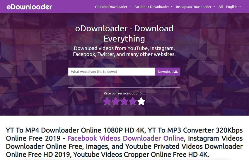 the interface of oDownloader