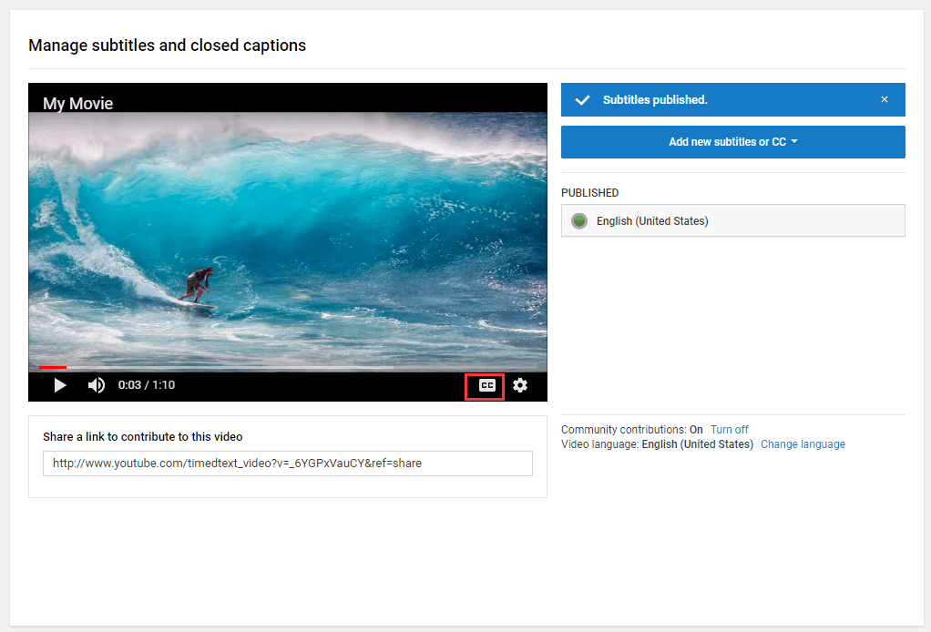 youtube add subtitles