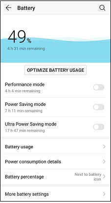power saving mode on Android