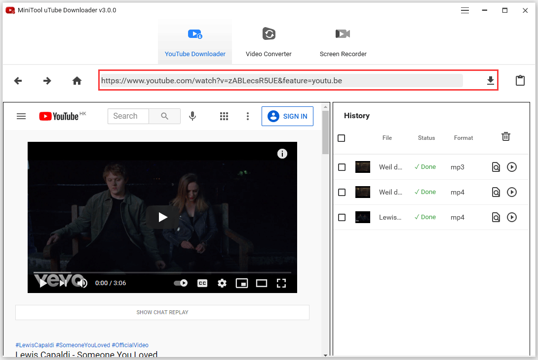 paste the video link and click the Download icon