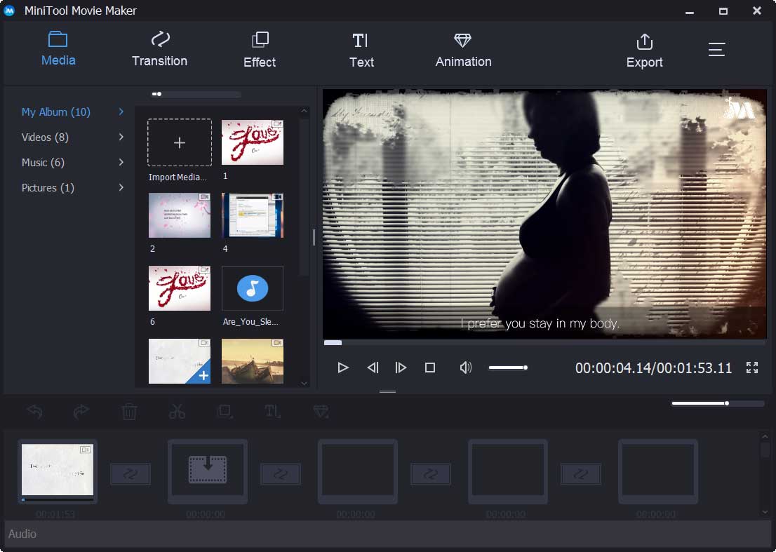 the main interface of MiniTool Movie Maker