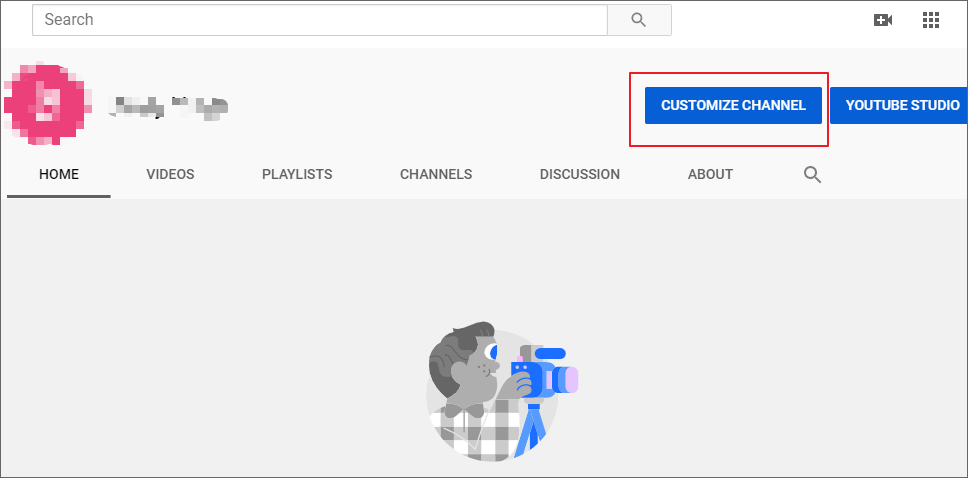 click CUSTOMIZE CHANNEL