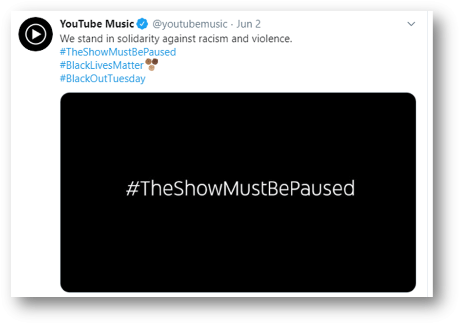 YouTube Music’s support for Blackout Tuesday