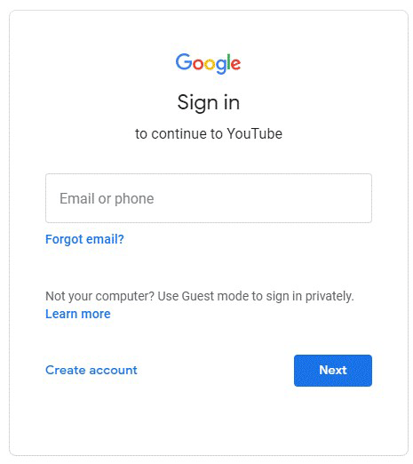 sign in the Google account