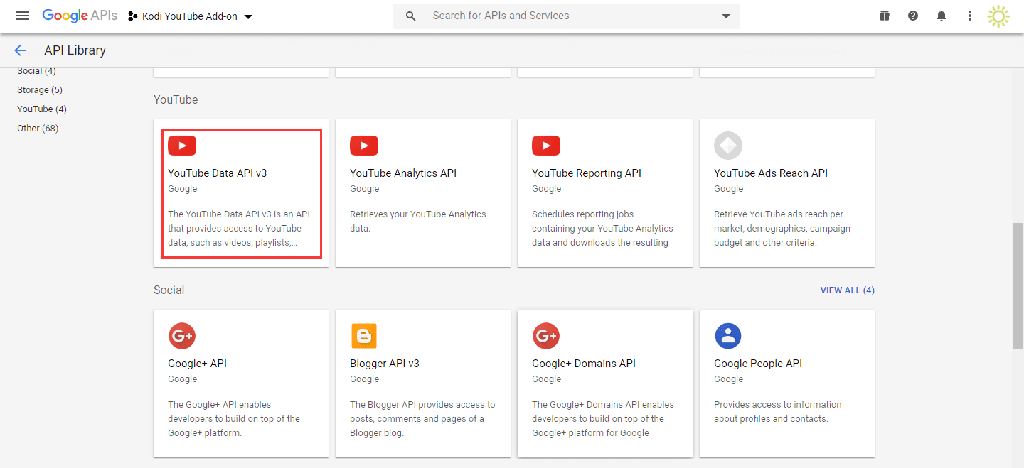 select YouTube Data API v3