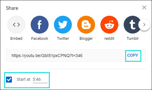select Start at 5:46 and select copy