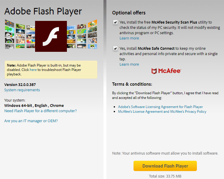 download Adobe Flash Player from the official website