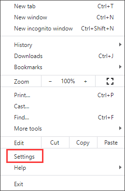 click the Settings option
