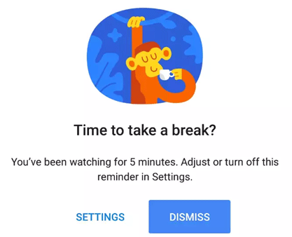 YouTube reminds you of a break