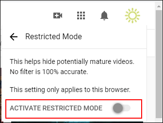 turn off Restricted Mode on YouTube