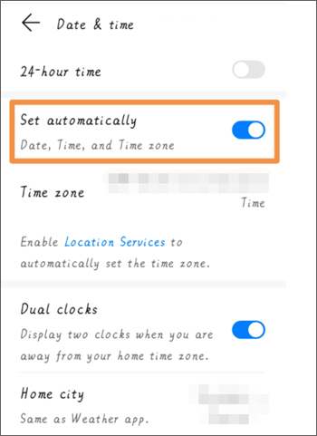 activate the Set automatically option
