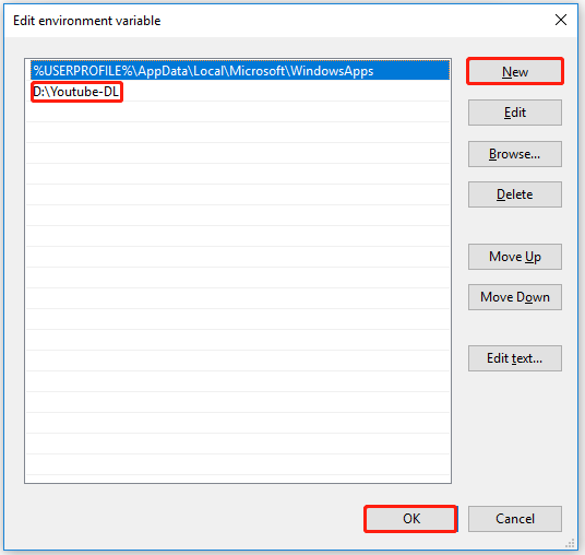 edit environment variable