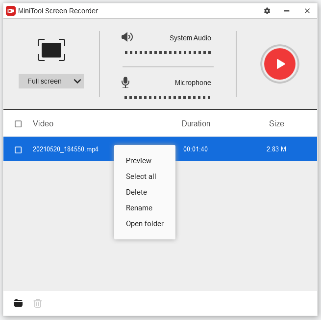right-click the recording file