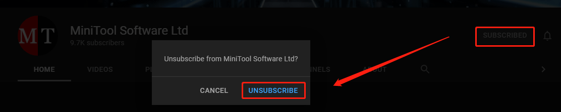 unsubscribe to a YouTube channel
