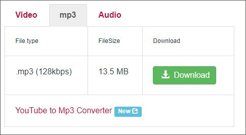 Tippen Sie auf die Schaltfläche Download, die mit MP3 verbunden ist