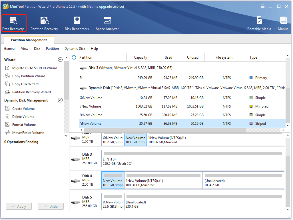 the interface of MiniTool Partition Wizard