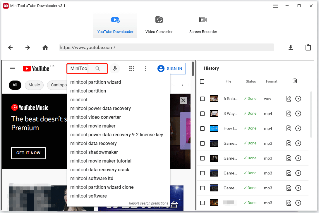 type the keywords into the search bar