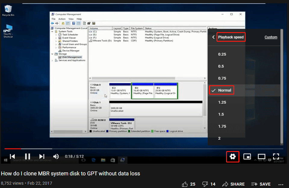 set playback speed to normal
