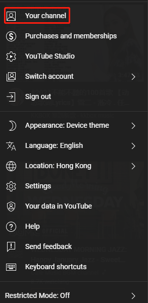 choose the Your Channel option