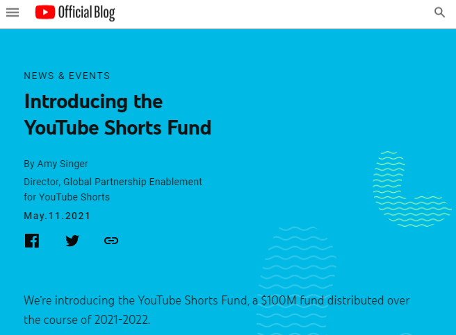 YouTube launched Shorts Fund