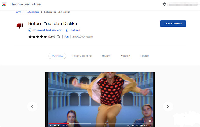 Return YouTube Dislike extension