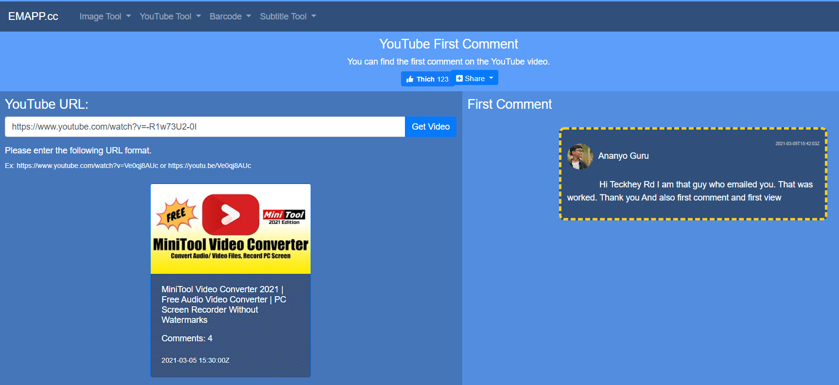 youtube comment finder