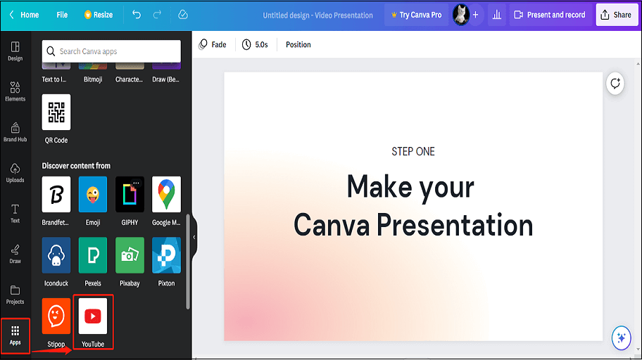 embed video canva presentation