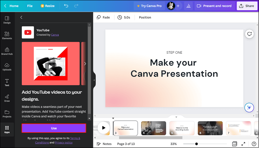 embed video canva presentation