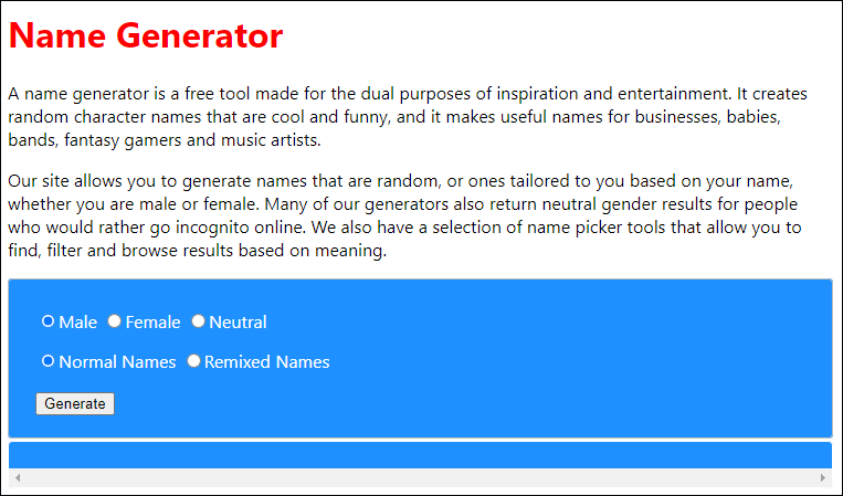 Name Generator Fun