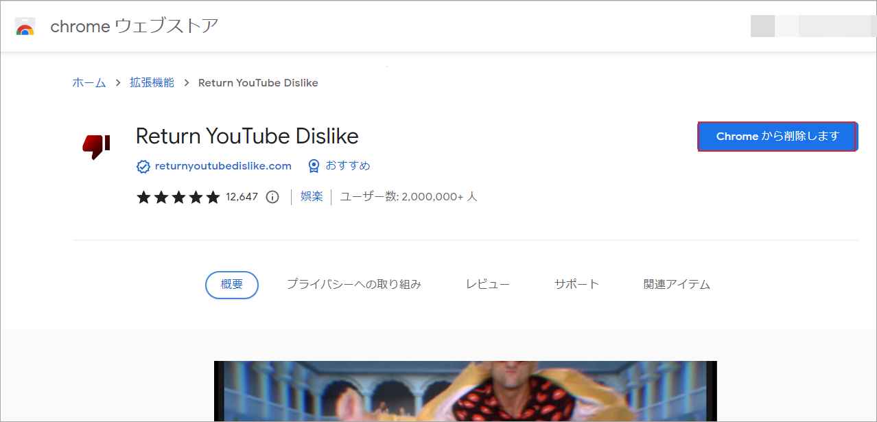 「Return YouTube Dislike」を検索