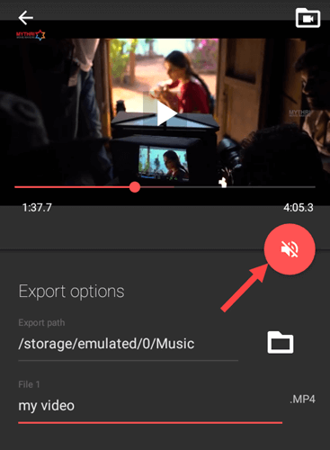 remover áudio do vídeo no Android usando o Timbre
